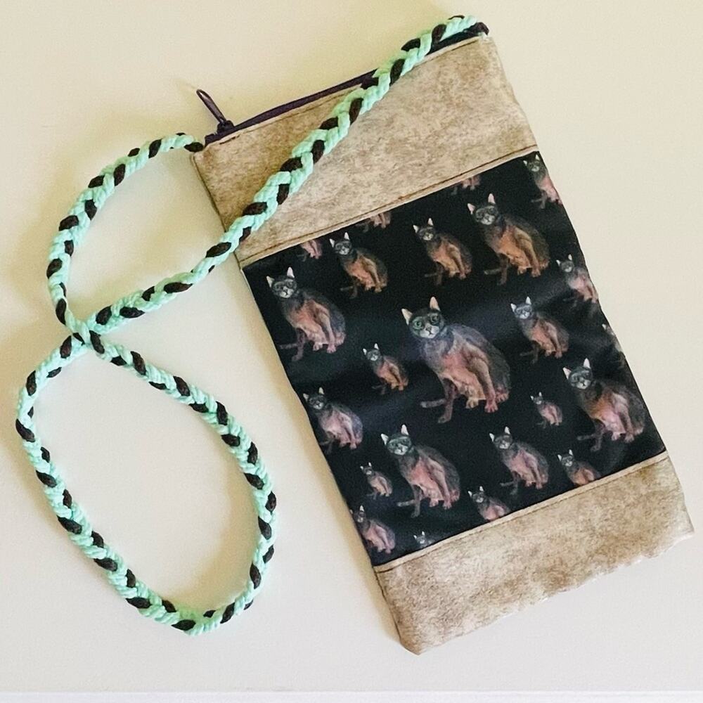 Vtg Handmade Cat Handbag Shoulder Bag Crossbody Pouch Cats Kitten Kitty